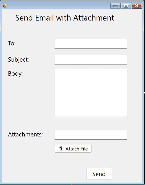 Send email with attachment from WinForms app